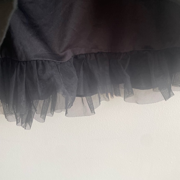 SOCIAL COLLISION BLACK BOX PLEAT MINI SKIRT TULLE RUFFLES SILVER STAR BUCKLES - Picture 7 of 13